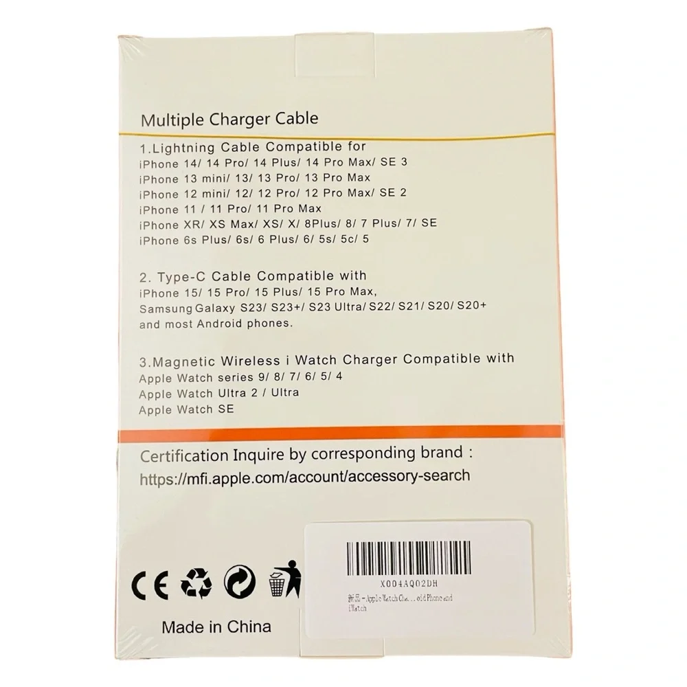 3-in-1 Multi Charging Cable for iPhone, Android, & Apple Watch